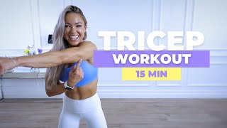 15 MIN TRICEP WORKOUT with Dumbbells  No Repeat  Caroline Girvan [upl. by Desiri]