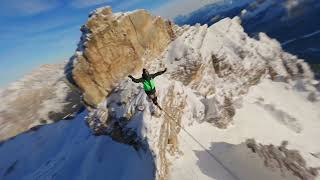 Highline in the Dolomites  4K Drone  Winter Cortina DAmpezzo [upl. by Angell]