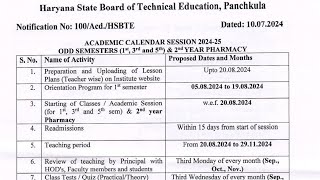 Haryana Govt Polytechnic Classes Update 2024 Govt Polytechnic College Classes Academic Calendar [upl. by Ardeed]