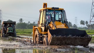 JCB 3DX Plus fully Mud Pipeline work in Paddy Farming Land  Jcb Mud [upl. by Bachman389]