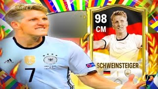 98 RATED EURO ICON BASTIAN SCWEINTEIGER FC MOBILE DEFENSIVE BEAST GAMEPLAY [upl. by Adlemi]