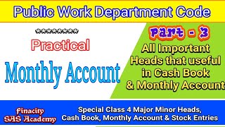 Monthly Account  Part  3  Important Heads in PWD  Major Minor Head Cash book  FinaCity Academy [upl. by Burkhart]