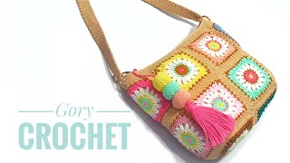 شنطه كروشيه سهله وبسيطه مربعات جراني Crochet bag Tığ işi çanta Bolsa de ganchillo tas rajutan [upl. by Eiramoj]