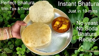 How to Make Instant Bhatura just in 10 mins with Tips and Tricks  Chole Bhature [upl. by Lyndel300]