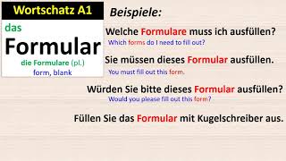 Wortschatz A1 Formular [upl. by Odey]