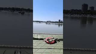 Pontoon bridge from Zemun Belgrade to Lido Danube Beach [upl. by Ayotahc]