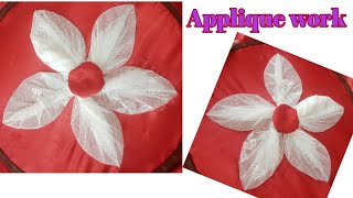 3D net flower design  embroidery with net fabric  applique work  latest design for baby girl [upl. by Encratis]