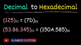 Convert decimal to hexadecimal  Number system conversion [upl. by Welford]