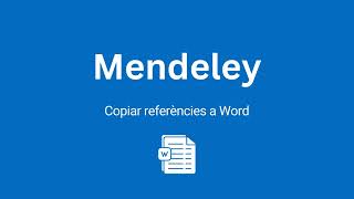 Copiar referències de Mendeley a MS Word [upl. by Neillij]