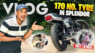 Splendor🏍️ मैं 170 number ka Tyre🛞 lagwa deya 😱 Only 1 in INDIA 🇮🇳 with 170 no tyre in Splendor 😍 [upl. by Akirehs180]