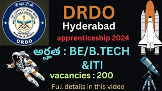 DRDO apprentice 2024  how to apply full details in this video [upl. by Ybbed]