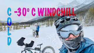 30°C Temp windchill  Canmore Nordic Centre Fat Biking  Manitou Mastodon Fork  45NRTH Cobrafist [upl. by Dierdre604]