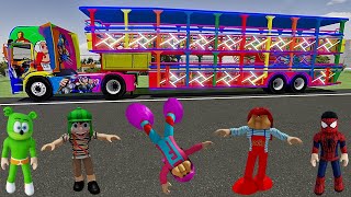 Carreta da alegria Personagens Fofão Chaves Gummy Bear Fofona e Homem aranha Dançando no Jogo Roblox [upl. by Aicylla]