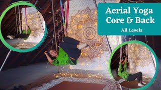 Core amp Back Aerial Yoga Class  All Levels  Strengthen [upl. by Cattima]