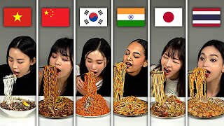 6 Asians Try Each Other Noodle For the First time India Korea Vietnam China Japan Thailand [upl. by Caroline]