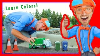 Learn Colors for Toddlers with Blippi Toys  Garbage Truck Toy [upl. by Alf]