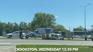 UPDATE 3 Injured In Crookston Wednesday Noon Hour Crash [upl. by Aynekat]