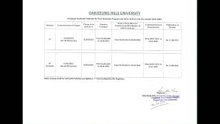 202223  Academic Calendar  DARJEELING HILLS UNIVERSITY [upl. by Zoeller]