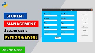 Student Management System Project in Python using Tkinter and MySQL  with Source Code  PySeek [upl. by Codi624]