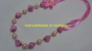 DIY collar elaborado paso a paso con cintas y perlasnecklaces with pearls and flowers [upl. by Louise]