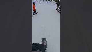 Snowboarding over a bridge on glacier road on Blackcomb mountain [upl. by Gold]