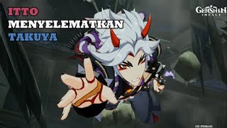 Itto Menyelamatkan Takuya Garis Cutscene Oni MerahampOni Biru  Quest Story Arataki Itto [upl. by Ysac]