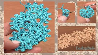 Crochet Puff Stitch Narrow Lace Tape Free Crochet Patterns [upl. by Eniamart]