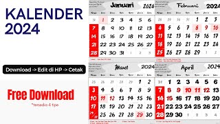 KALENDER 2024 FREE DOWNLOAD GRATIS [upl. by Euqinom]