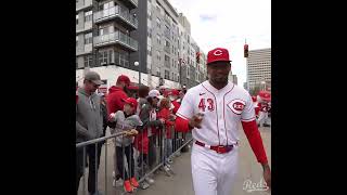 Reds players and mascots greet fans on 2023 Kids Opening Day [upl. by Ssirk]