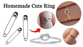 How to make Ring with Safety Pin😍 how to make finger rings at home  homemade Knot ring making idea [upl. by Sand]