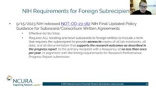 NIH Requirements for Foreign Subrecipients [upl. by Kristo]