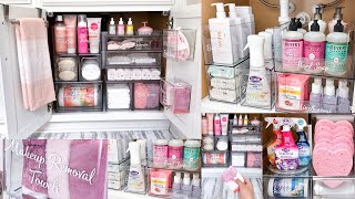 ULTIMATE BATHROOM ORGANIZATION  Satisfying Clean and Bathroom Restock Organizing on A Budget [upl. by Doowrehs306]