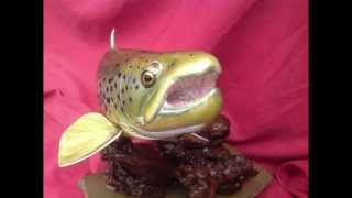 Brown Trout Wood Carving by Jeff Reddoor [upl. by Anelyak]