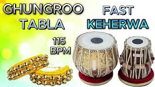 GHUNGROO TABLA FAST KEHERWA 115 BPM  GHUNGROO TABLA MUSIC  TABLA MUSIC  TABLA SONG  TABLA SOUND [upl. by Haggai582]