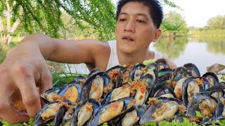 ASMR 2kg MUSSELS MUKBANG Eating sounds with nature Team AgustinTv [upl. by Franzen920]