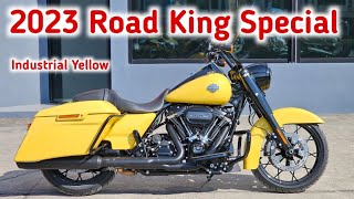 Road King Special 2023 Industrial Yellow Walkaround Close up detail [upl. by Notpmah941]