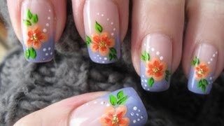 Nail art French manicure with flower [upl. by Ahgem]