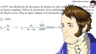 Calcular 𝐬𝐨𝐥𝐮𝐛𝐢𝐥𝐢𝐝𝐚𝐝 𝐜𝐫í𝐭𝐢𝐜𝐚 300 g dicromato de potasio en 2300 kg de solución á𝐥𝐠𝐞𝐛𝐫𝐚 [upl. by Mozelle]