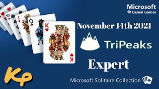 Microsoft Solitaire Collection  Daily Challenge  TriPeaks Expert  November 14th 2021  20211114 [upl. by Troc125]