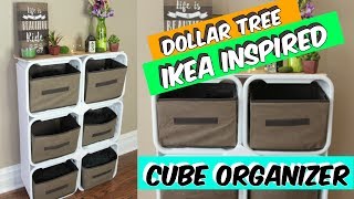 DOLLAR TREE IKEA INSPIRED CUBE ORGANIZER TUTORIAL [upl. by Enotna]