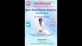 Rare Blood Donor Registry  Dr Deepika Chenna [upl. by Brost]