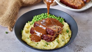 Vegan Meatloaf With Gravy GlutenFree And Healthy Recipe [upl. by Lorene]