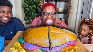 THE BABY IS SITTING ON MYITALIAN SUB SANDWICH MUKBANG EATING SHOW [upl. by Solis]