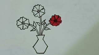 Easy And Simple Flower pot Drawing  Flower Vase drawing  Fuldani Drawing 🌼 [upl. by Bonaparte901]