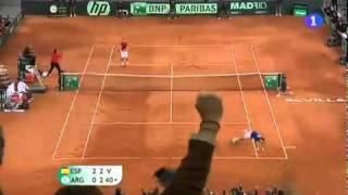 2011 Davis Cup by BNP Paribas Incredible point between Rafa Nadal and Pico Monaco [upl. by Lyreb]