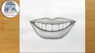 Smile lips sketch for Beginners EASY WAY TO DRAW SMILE LIPS [upl. by Acira575]