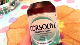 CANDIDA CRUSHERCorsodyl Mint Mouthwash sensitive gums bleeding gums REVIEW [upl. by Alverta]