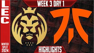 MDK vs FNC Highlights  LEC Winter 2024 Week 3 Day 1  MAD Lions KIA vs Fnatic [upl. by Shir29]