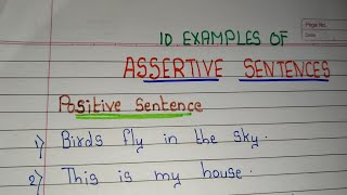 ASSERTIVE SENTENCES10 Examples of Assertive SentencesAssertive Sentence Example in englisGrammar [upl. by Alolomo737]