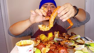 Seafood Boil King Crab Legs Mussels MUKBANG [upl. by Melodee423]